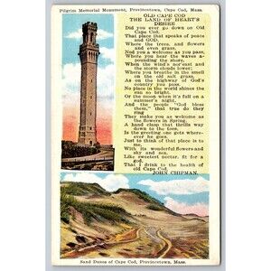 Postcard Massachusetts Cape Cod Provincetown Pilgrim Memorial Monument c1910s MA